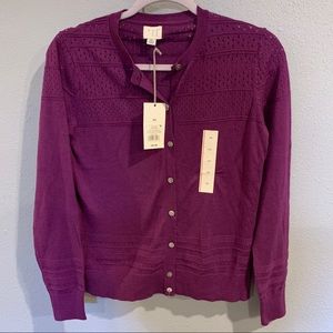 Long sleeve detailed button Purple sweater X Small